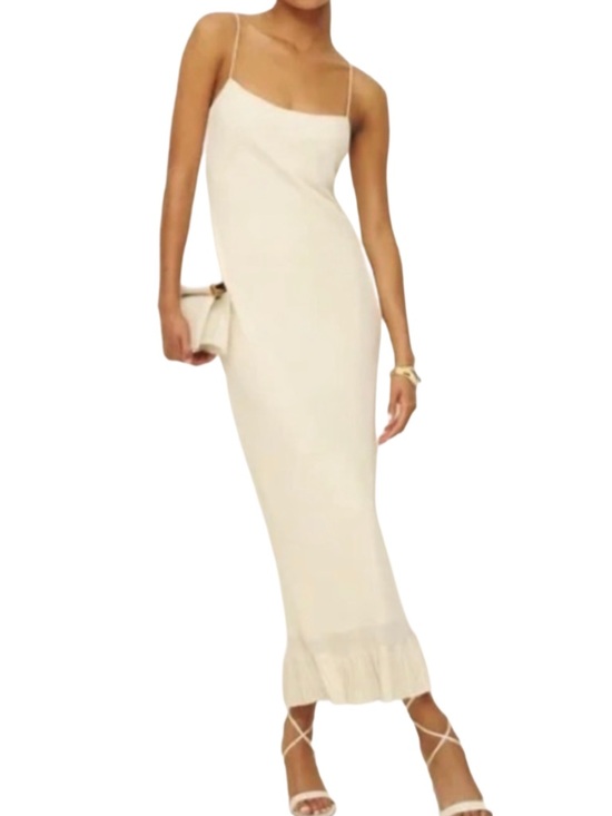 Reformation Dresses & Skirts - Reformation Ivory Suki Feminine Timeless Ruffle Hem Midi Dress Size 0